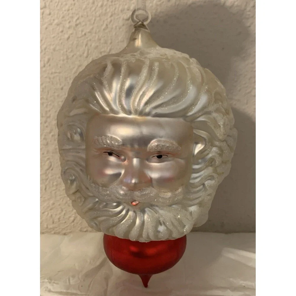 Vintage Blown Glass Jumbo Santa Claus Ornament 9.5”
